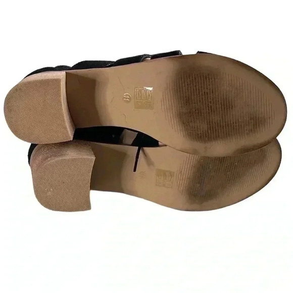 Sole Society Suede Gladiator Block Heel Black Sandals Size 11 - Picture 4 of 6